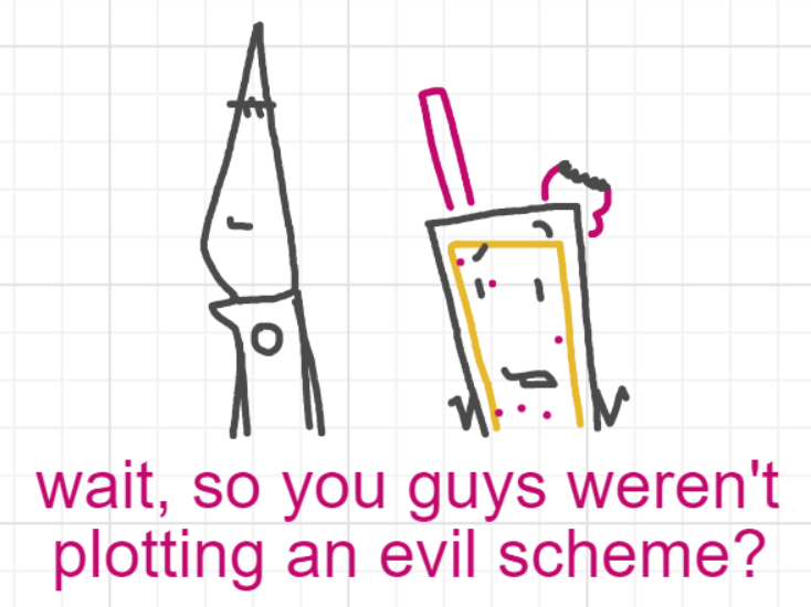 A panel from What's The Point, episode five of the Board Boards object show by Furretwalk/WalkingFurret.